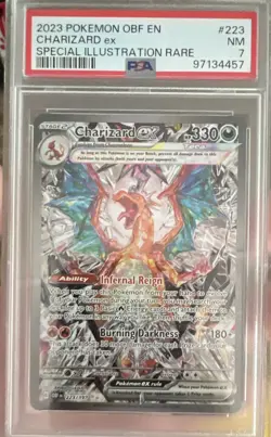 Pokemon TCG Charizard ex 223/197 Obsidian Flames SIR Holo English PSA 7 - Image 1