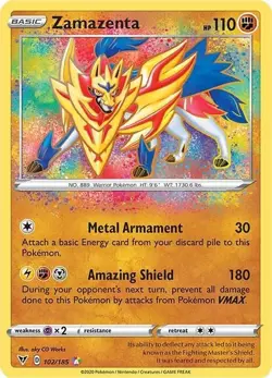 Zamazenta 102/185 Amazing Rare Vivid Voltage Pokemon Holo Near Mint - Image 1