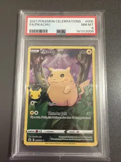 2021-POKEMON-CELEBRATIONS-FA/ PIKACHU- PSA GRADED NM-MT 8 - Image 1