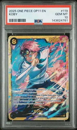 2025 ONE PIECE OP11-A FIST OF DIVINE SPEED #119 KOBY PSA 10 - Image 1