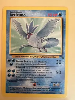 This is a 1999 Pokemon Fossil set Articuno 17/62 rare card TCG - Image 1
