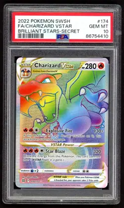 Pokemon Card - PSA 10 Charizard Vstar 174/172 - Brilliant Stars - GEM MT - PSA10 - Image 1