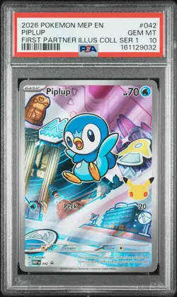 2026 POKEMON MEP EN-ME BLACK STAR PROMO #042 PIPLUP PSA 10 - Image 1