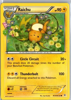 Raichu RC9/RC32 Common Generations Pokemon Moderately Played - Image 1