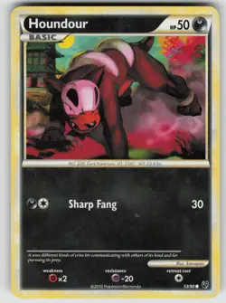 Houndour 53/90 Common HGSS Undaunted Pokemon Heavily Played - Image 1