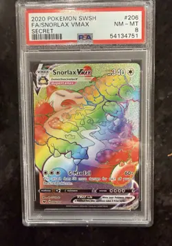 2020 Pokemon SWSH FA Snorlax VMAX Secret PSA 8 #206 Full Art - Image 1