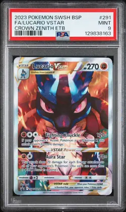 Lucario Vstar #291 Crown Zenith ETB Promo 2023 Pokemon PSA 9 - Image 1