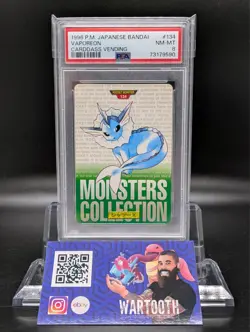 PSA 8 Vaporeon #134 Bandai Carddass Vending Green 1996 Pokemon Pocket Monsters - Image 1