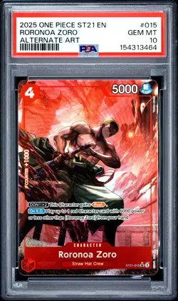 2025 ONE PIECE STARTER DECK ST21-EX GEAR 5 ALTERNATE ART RORONOA ZORO PSA 10 - Image 1