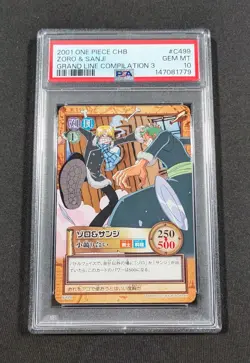 2001 Japanese One Piece CHB Zoro & Sanji C499 PSA 10 GEM MINT Grand Line Comp. 3 - Image 1