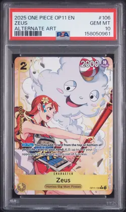 2025 ONE PIECE OP11-A FIST OF DIVINE SPEED ALTERNATE ART #106 ZEUS PSA 10 - Image 1
