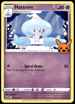 Hattrem 072/198 Trick Or Trade Halloween NM Pokemon 2021 - Image 1