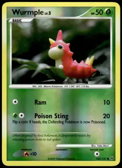 Wurmple 103/127 Platinum Reverse Holo Common LP Pokemon 2009 - Image 1