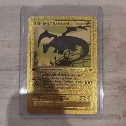 Collectable Pokemon Shining Charizard 107/105 Gold Metal Foil First Edition Card - Image 1