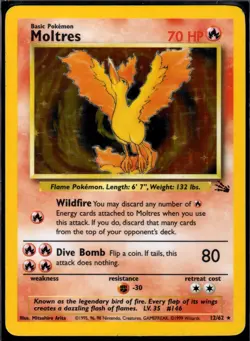 Moltres 12/62 Holo R Fossil Pokemon Unlimited Holo MP - Image 1