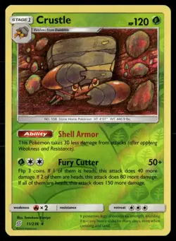 Crustle 11/236 Rare Unified Minds Pokemon Reverse Holo Lightly Played - Image 1