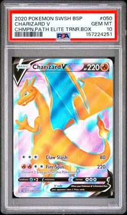 2020 POKEMON SWSH BLACK STAR PROMO #050 CHARIZARD V PSA 10 - Image 1