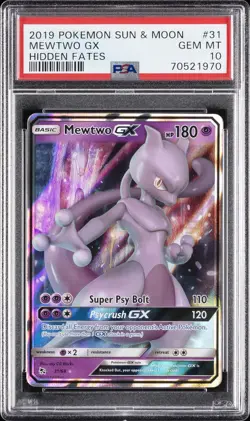 2019 POKEMON SUN & MOON HIDDEN FATES #31 MEWTWO GX PSA 10 - Image 1