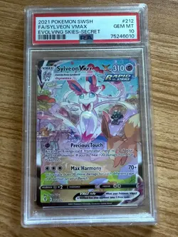 Pokemon TCG Sylveon VMAX 212/203 Evolving Skies Secret Rare Card PSA 10 - Image 1