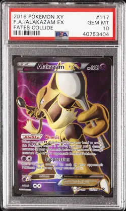 2016 POKEMON XY FATES COLLIDE #117 FULL ART/ALAKAZAM EX PSA 10 - Image 1