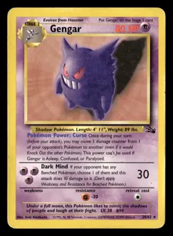 Gengar 20/62 Unlimited Rare Fossil Pokemon Card - 1 - Image 2
