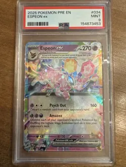 2025 POKEMON PRE EN-PRISMATIC EVOLUTIONS #034 ESPEON EX PSA 9 - Image 1