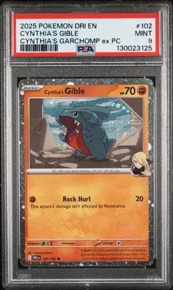 2025 POKEMON DRI EN-DESTINED RIVALS #102 CYNTHIA'S GIBLE PSA 9 - Image 1