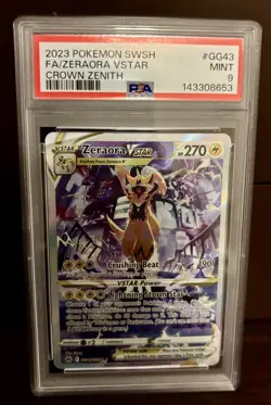 2023 POKEMON SWORD & SHIELD CROWN ZENITH #GG43 FULL ART/ZERAORA VSTAR PSA 9 - Image 1
