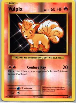 Pokemon TCG Vulpix 14/108 Evolutions Rev Holo NM - Image 1