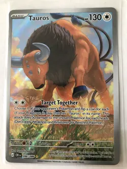 Tauros Pokemon 096/086 NM Illustration Rare ME04: Chaos Rising IR Near Mint TCG - Image 1
