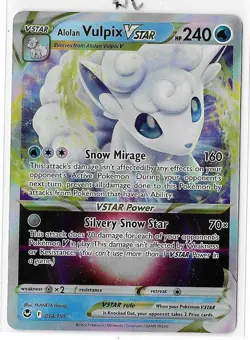 Pokemon Alolan Vulpix VSTAR 034/195 Silver Tempest Ultra Rare Holo NM - Image 1
