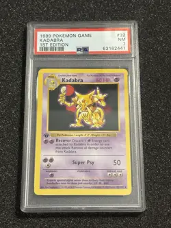 Pokemon Card Kadabra 32/102 1st Edition PSA 7 Shadowless Base Set - Image 1