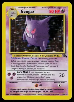 Pokemon Card - Gengar Fossil 5/62 Holo Rare - Image 1