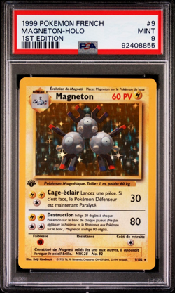 Magneton 1st Edition 9/102 FRENCH Base Set Pokemon Card 1999 Base set PSA 9 - Image 1