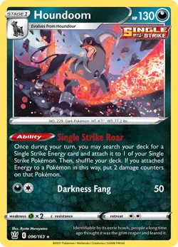 Houndoom 96/163 Rare Holo | Battle Styles | Pokemon Card - Image 1