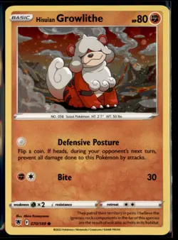 Hisuian Growlithe (Cosmos Holo) 70/189 Holo Deck Exclusives Pokemon Holo NM - Image 1