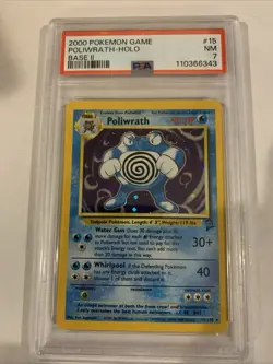 PSA 7 NEAR-MINT (NM) Pokemon Base Set II Poliwrath Holo Card – 15/130 - Image 1