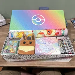 Prismatic Evolutions SPC Box Opened (Bulk Cards/Sleeves/CardMat/EeveeCardPouch) - Image 1