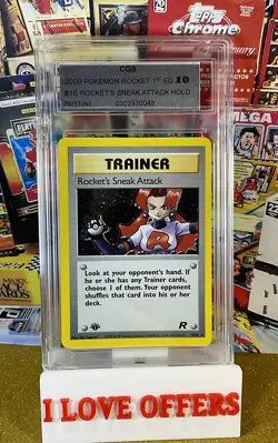 2000 POKEMON ROCKET SNEAK ATTACK 1st EDITION 16/82 HOLO FOIL CGS 10 C STORE READ - Image 1