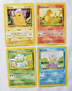 2000 Pokemon VTG 4 Lot! Pikachu Balbasaur Charmander Squirtle Base Set 2 LP/NM - Image 1