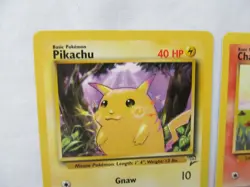 2000 Pokemon VTG 4 Lot! Pikachu Balbasaur Charmander Squirtle Base Set 2 LP/NM - Image 4
