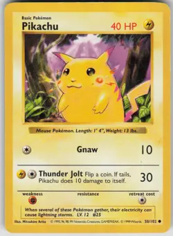 Pokemon TCG Pikachu (Red Cheeks) Common Base Set (Shadowless) 058/102 - Image 1