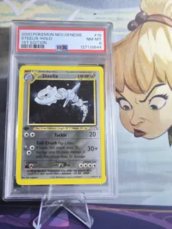 2001 Pokemon 1st Edition Neo Genesis Steel-Steelix Holo 15/111 PSA 8 - Image 1