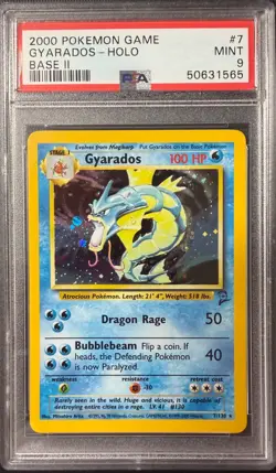 2000 Pokemon Gyarados-Holo Base Set 2 #7 PSA 9 - Image 1