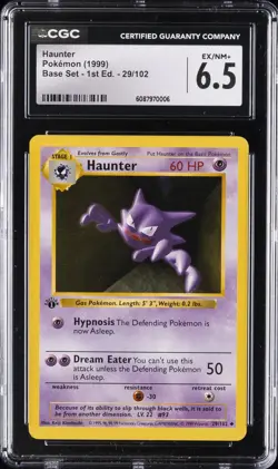 1999 POKEMON BASE SET 1ST EDITION #29 HAUNTER CGC 6.5 - Image 1