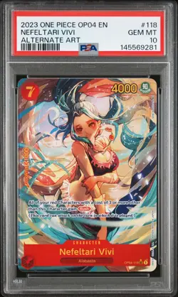 PSA 10 2023 ONE PIECE OP04 KINGDOMS OF INTRIGUE 118 NEFELTARI VIVI ALTERNATE ART - Image 1