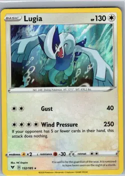 Lugia 132/185 Holo SWSH04: Vivid Voltage - Pokemon Card - NM - Image 1