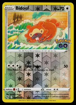 Pokemon Card Pokemon GO Bidoof (Non-Peelable Ditto) 059/078 Reverse Holo Common - Image 1