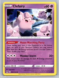 Clefairy 062/196 Lost Origin Psychic Type Basic Fairy Pokemon TCG Ability Card - Image 1