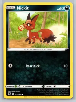 Nickit 103/189 Dark-Type Fox Pokemon Astral Radiance TCG Collectible Card - Image 1